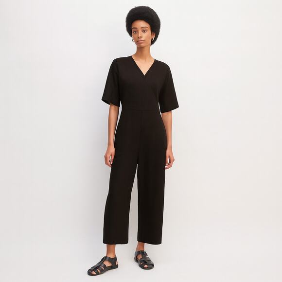Everlane The Linen Cross-Front Jumpsuit Black Size 2 Quiet Luxury Timeless Fall - Picture 1 of 5